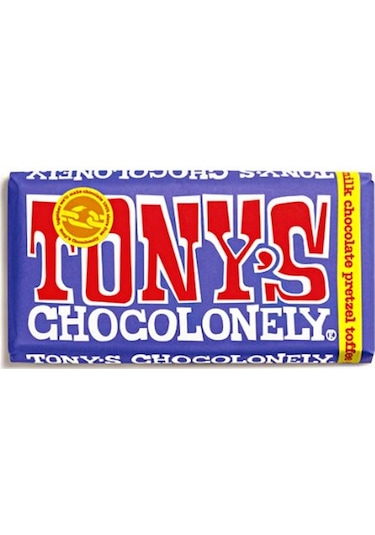 Tony's Chocolonely Pretzel and Toffee Chocolate Bar 180 Gr.