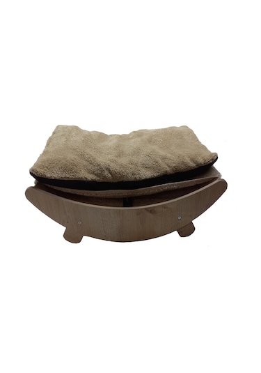 Optimal Ahşap Kedi Köpek Gondol Sallanır Yatak 50 x 30 CM + Minder