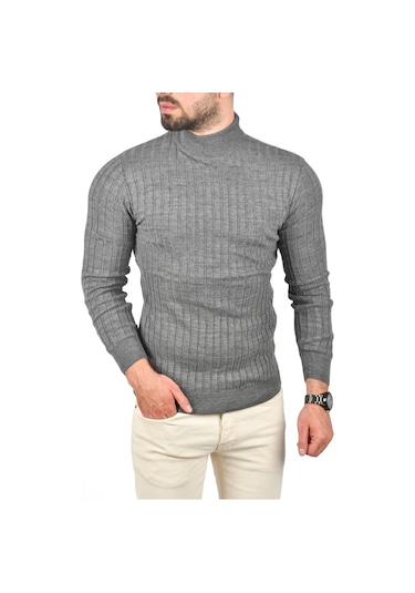 Erkek Antrasit Yarım Balıkçı Örme Kazak 2100017 Antrasit