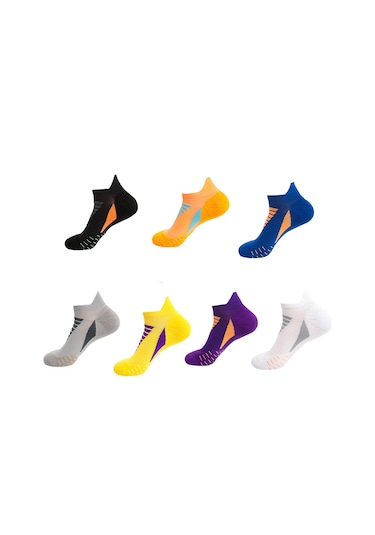 Lemestar Unisex Spor Çorapları - Soluk Ayaklı, Nefes Alıcı, Ter Emici - Futbol, Basketbol, Koşu İçin - Turuncu Mavi Desen - Tek Beden Turuncu