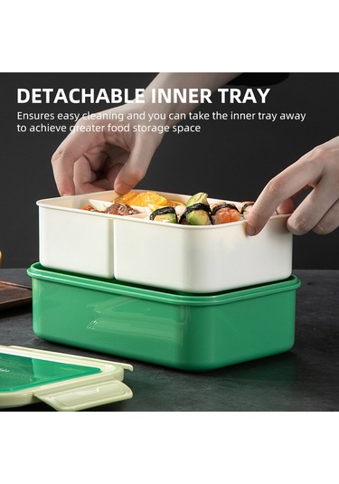 Moveevo Yeşil Pp5 1.1l Bölmeli Microwave Uyumlu Yemek Kutusu, Çocuk-öğrenci-çalışan İçin Leakproof, Çamaşır Makinesi Güvenli, Çatal Kaşık Dahil Yeşil