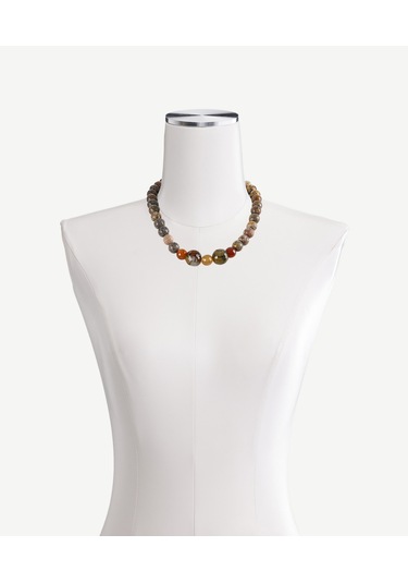 Yargıcı Yuvarlak Formlu Doğal Taş Kolye 25kkbj8158x 005 Renkli