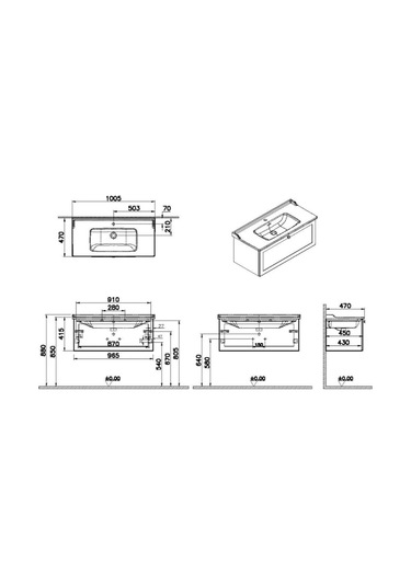 Vitra Root Classic Tek Çekmeceli Lavabo Dolabı 100 Cm 68829 Çok Renkli