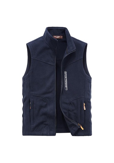 Büyük Beden Erkek Polar Yelek Günlük Polar Termal Yelek Yelek Ceket Lacivert
