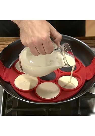 Sunshine011 Kırmızı Multi-şekilli Silikon Pankek Kalıbı - Yapışmaz Yeniden Kullanılabilir Kolay Çıkan Dayanıklı Mutfak Gereci