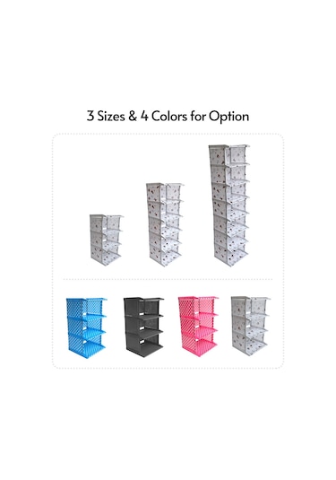 Padalink Mutfak, Oturma Odası, Yatak Odası İçin 3 Bölmeli Mavi Organize Dolap - Noktalı Kumaş Ve Alüminyum Malzemeyle Ev Gereçleri, Ayakkabı Depolama Mavi