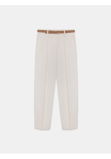 Dilvin 72661 Düz Paçalı Kemerli Pantolon-taş