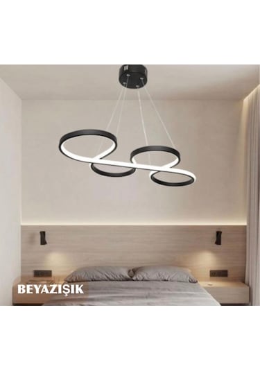 Yılan Modeli Siyah Kasa Beyaz Işık Led Avize Siyah