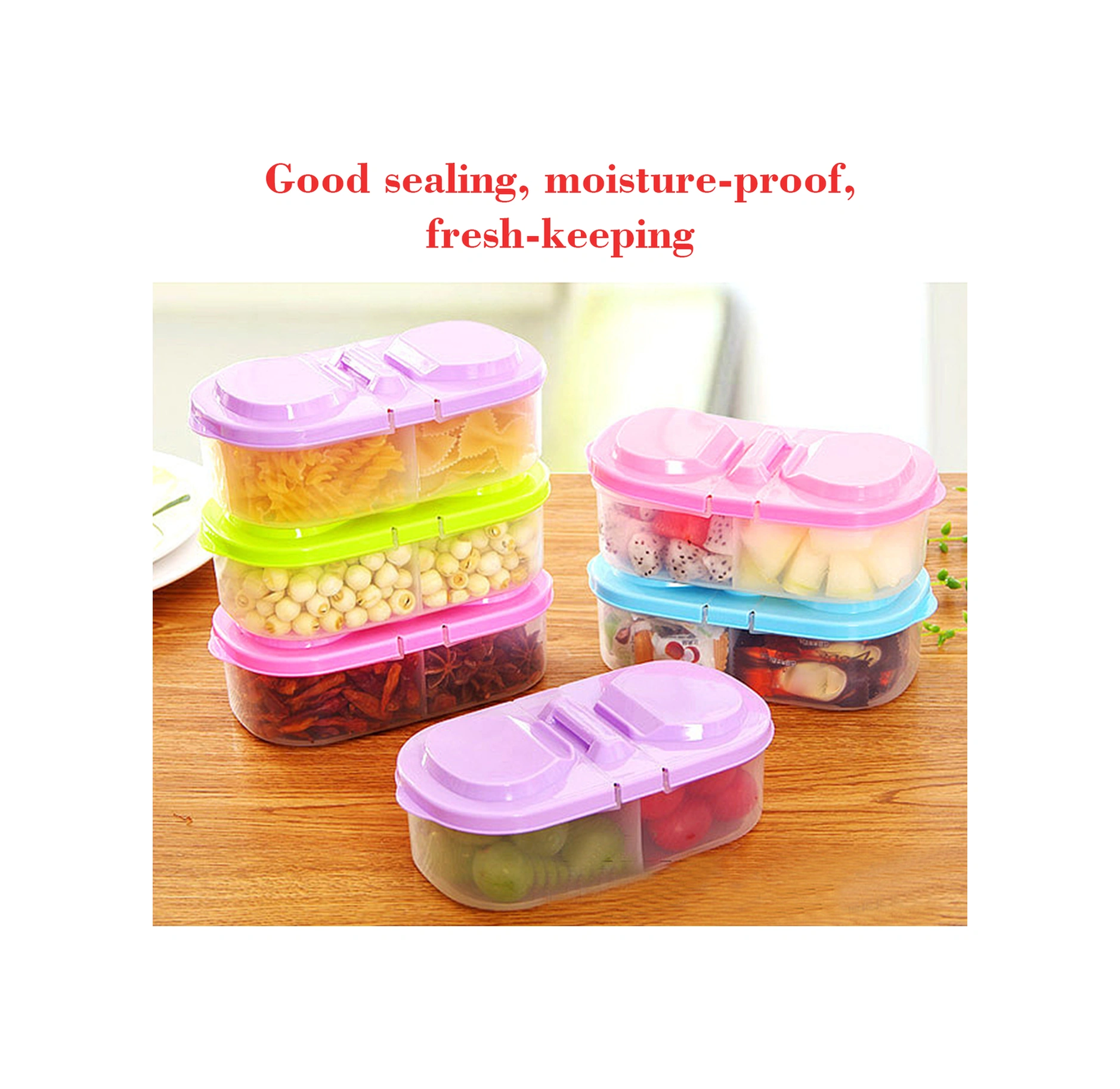 Neevoyu Yeşil Mutfak Depolama Kutusu, Çift Bölmeli Kapaklı, Muhafaza Ve Organizasyon İçin Plastik Ambalaj, Multifonksiyonel, Buzdolabı Uygun Diğer