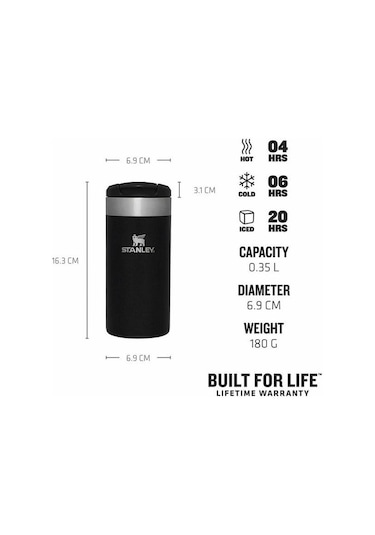 Stanley 10-10788-067 The Aerolight Transit 0,35 Litre Çelik Termos Bardak - Siyah Siyah