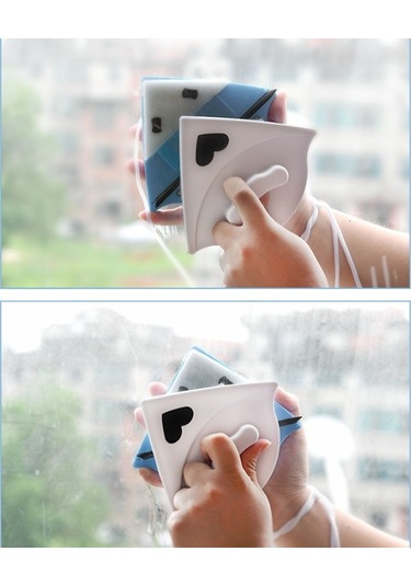 Sones Çift Taraflı Cam Pencere Temizleyici Üçgen Çok İşlevli Manyetik Cam Temizleyici Beyaz