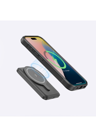 İphone 16 Uyumlu Kılıf Magsafe Özellikli Standlı Kartlıklı Set Amazingthing Glamour Luxe Serisi Kapak Siyah