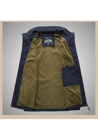 Yeni Sonbahar/kış Erkek Polar Astarlı Yelek, Günlük Dış Mekan Ceketi Mavi