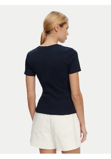 Tommy Hilfiger Logo Nakışlı Kadın T-shirt Lacivert