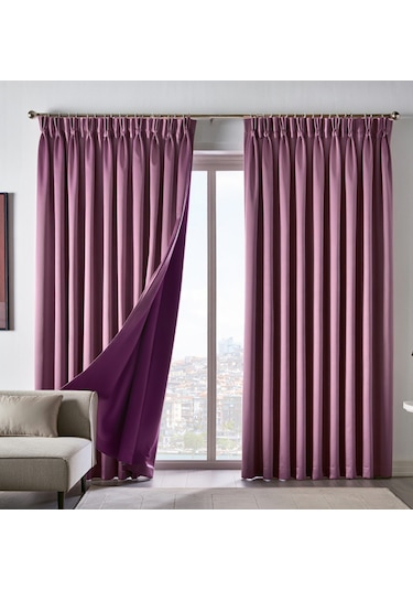 Dauble Blackut Karartma Perde Tek Kanat 1x2 Amerikan Pileli Fon Perde Gül Kurusu