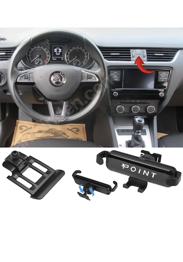 Point Skoda Octavia Araca Özel Cep Telefon Tutacağı Robotik Oynar Başlık 2013-2019 Onta78 Siyah