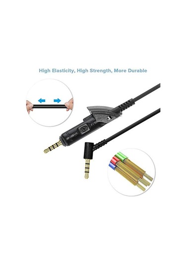 Qc15 Kulaklıklar İçin Yedek Kablo, Bose Quietcomfort 15 Qc15 Qc2 Kulaklıklarla Uyumlu Ses Kablosu Siyah , Buğday Teli Yok