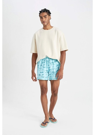 DeFacto Desenli File Astarlı Kısa Boy Deniz Şortu B7634AX24HSTR243