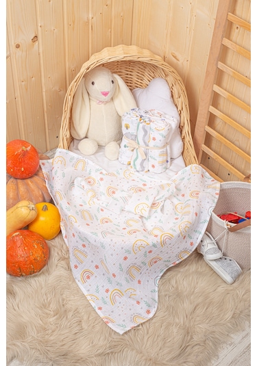 Dijital Baskılı 6lı Çok Amaçlı Müslin Örtü Seti - 75 x 75 Çok Renkli