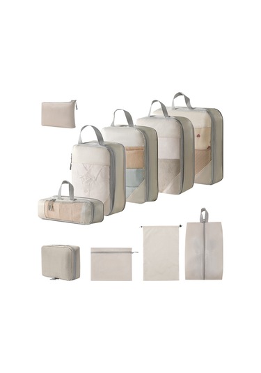 Tangshopping Seyahat Sıkıştırma Ağ Depolama Kitimi Washing Dijital Düz Bağcıklı Ayakkabı Çantası 10 Parça Set