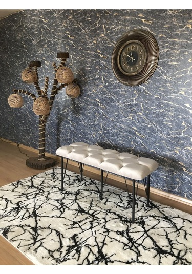 Yirmi15 Metal Ayaklı Babyface Puf & Bench Tekli Krem Bench