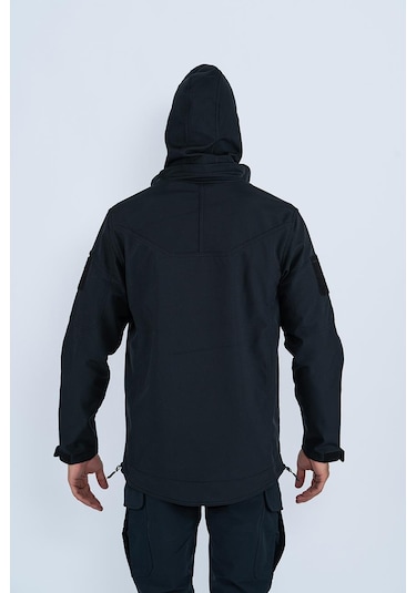 Tactical Mont Kapüşonlu İçi Astarlı Mevsimlik Softjell Dik Yaka Mont - 307c-770-siyah
