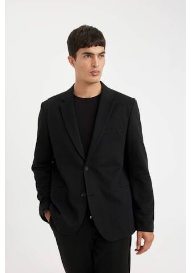 Defacto Slim Fit Dar Kesim Astarlı Düğmeli Blazer Ceket N0503AZ24AUBK27 Siyah