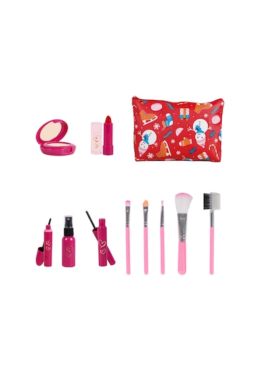 Geekyou Kız Çocukları İçin 14 Parça Sahte Makyaj Seti - Abs Ve Ahşap Malzeme - 20 24.5cm Depolama Çantası İle Jy801 Çok Renkli