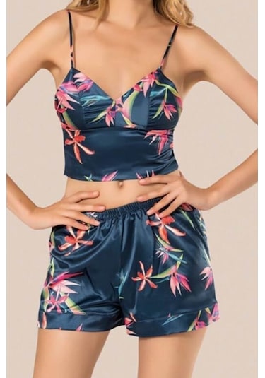 Nipora Kadın Lacivert 2 Li Saten Braletli Şortlu Takım 010