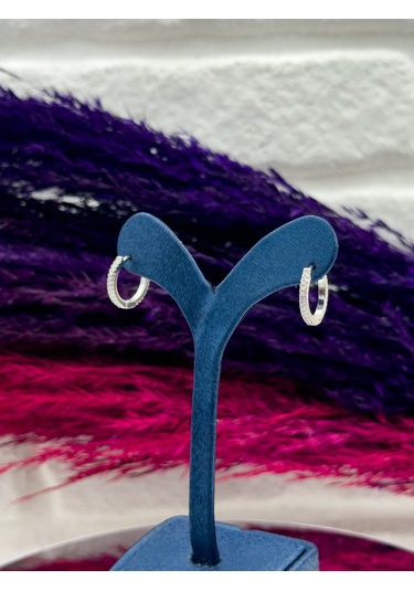 925 Ayar Gümüş Halka Modeli Orta Boy Zarif Kadın Küpe Gümüş