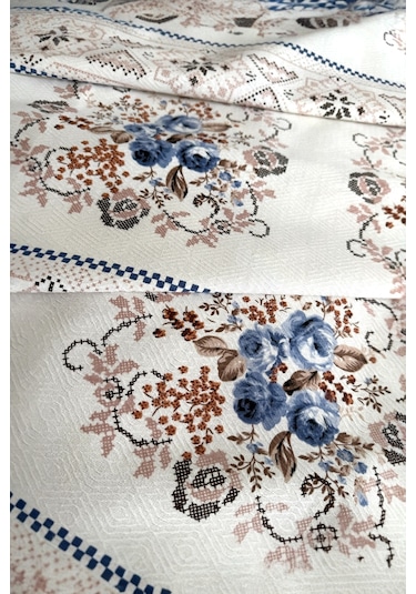 Alla Turca Çift Kişilik Kanaviçe Desenli Pike İndigo 200x240 Cm %100 Pamuk İndigo