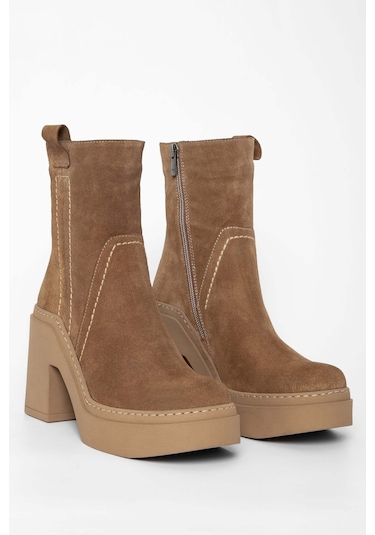 Tamer Tanca Kadın Hakiki Deri Vizon Casual Bot 33 17800 Bn Bot Sk23/24 Vızon Suet