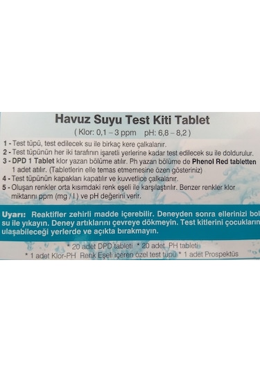 Havuz Suyu Test Kiti Sutest Klor Ph Ölçüm Kiti Haplı Tablet