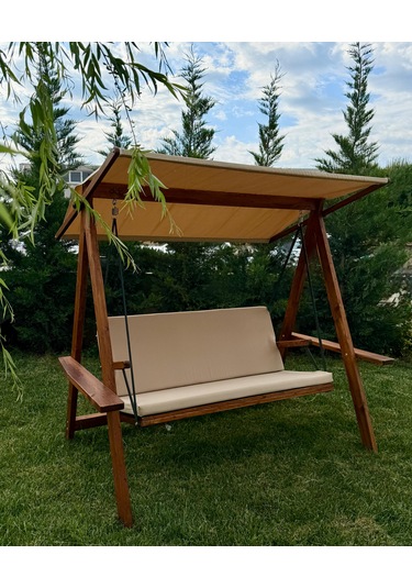 Riva 2100 3 Kişilik Ahşap Bahçe Salıncağı