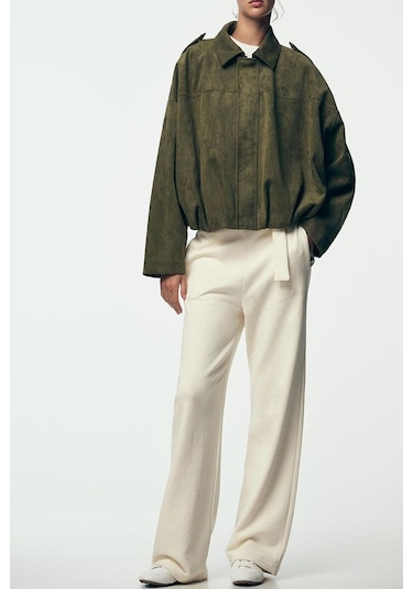 Prifaldi Süet Görünümlü Bomber Ceket Haki