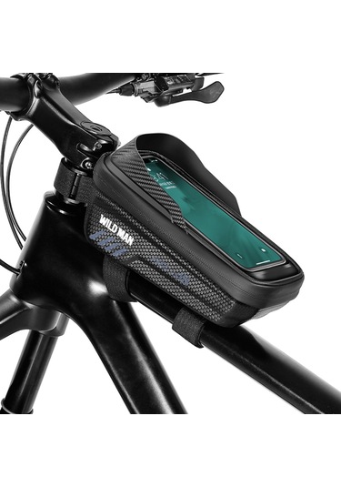 Moveevo Siyah Eva Materyal Dağ Bisikleti Ön Çubuk Çantası, Tpu Şeffaf Pencere, Telefon Taşıma Fonksiyonu, 210 110 110mm Siyah