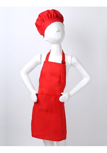 Kırmızı Çocuk Mutfak Yemek Pişirme Ve Pişirme Giyim Önlük Ve Cepli Şef Şapka Seti Çocuk Aşçı Kostümü L Kırmızı Çocuk Mutfak Yemek Pişirme Ve Pişirme Giyim Önlük Ve Cepli Şef Şapka Seti Çocuk Aşçı Kostümü L