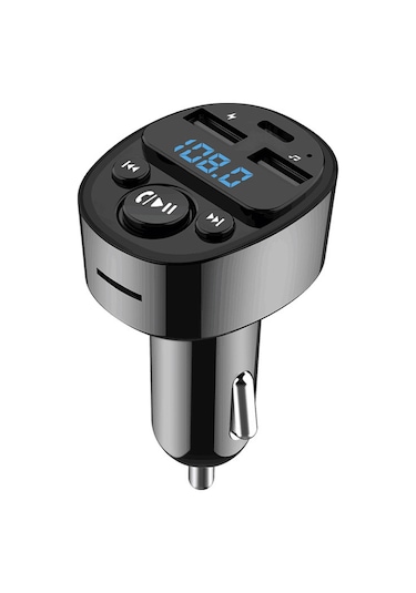 Shineyee Çift Usb Araç Şarjı, Bluetooth Fm Verici, Tf Kart Ve Usb Destekli, Gerçek Zamanlı Voltaj İzleme Tuşlu, Işıksız