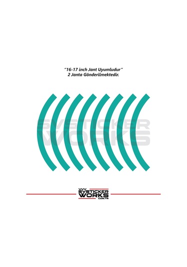 Motosiklet Jant Şeridi Jant Sticker Yarım Kaplama Daire 17-18 İnch Jant Motor Uyumlu Turkuaz