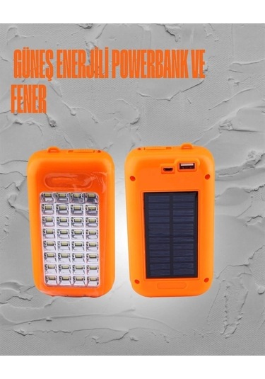 Güneş Enerjili Led Powerbank Işıldak 10000 Mah, Su Geçirmez, 32 Led, Taşınabilir Tasarım Çok Renkli