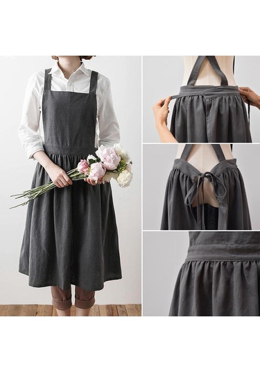 Suntek Pamuk Keten Kolsuz Önlük Mutfak Pişirme Pişirme
