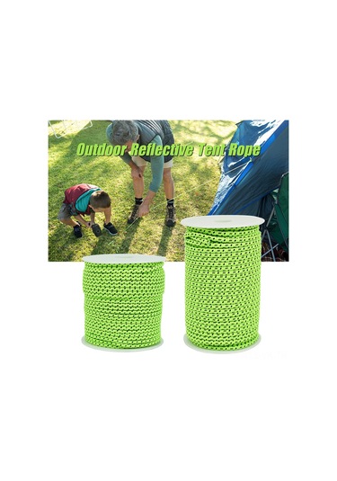 Vkemall 50m 4mm Dış Mekan Çadır Teli, Yansıtıcı Özellikli, 6 Adet Alüminyum Gergi Aleti İle, Gece Güvenliği Ve Dayanıklılık Sağlar Çok Renkli