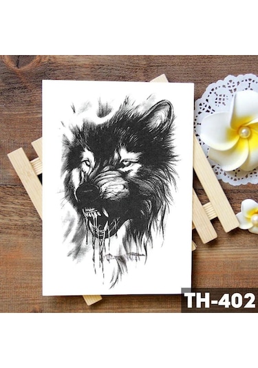 Hediyevakti Vahşi Kurt Geçici Dövme Siyah