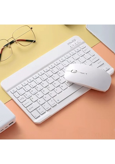 Ximistore9 Tablet İçin Kablosuz Bluetooth Klavye+fare Seti - 10 İnç Ultra İnce, 78 Tuş, 1600 Dpı, Android/ios/windows Uyumlu, Beyaz Diğer