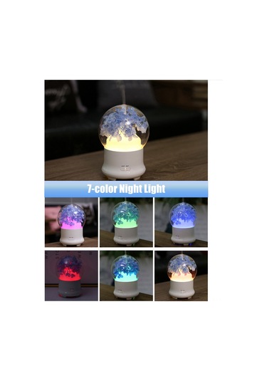 Yifomall Ev İçin Pembe Hortensya Ebedi Çiçekli Aromaterapi Makyajı: 7 Renkli Gece Lambalı, Otomatik Kapanma Özellikli Nemlendirici