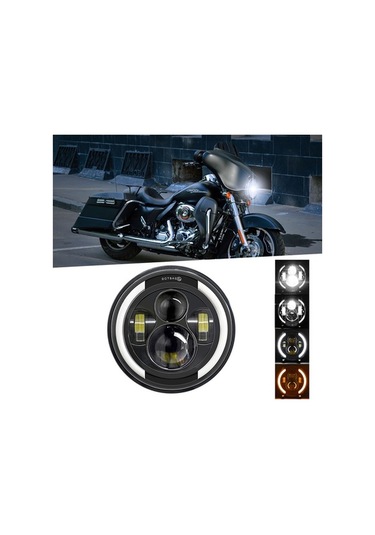 Maoyaya 7 Araba Motosiklet Drl İle Dönüş Led Far Siyah 1 Adet, Araba Ve Motosiklet İçin Siyah