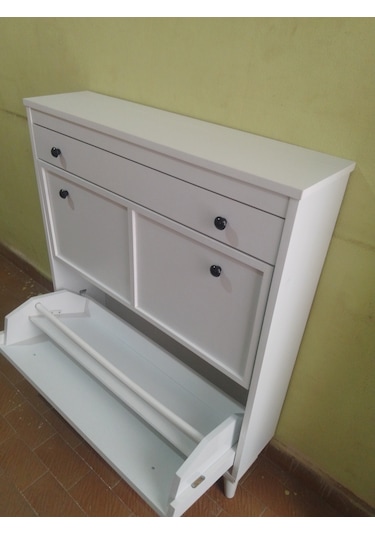 Düşer Kapak Ayakkabılık Beyaz