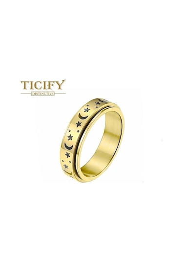 Novahub Altın Xingyue Xiang Eşlik Eden Titanyum Çelik Çift Yüzük Kadın Anti-anksiyete Dekompresyon Rotasyon Halkası 9 Altın - Standart Altın