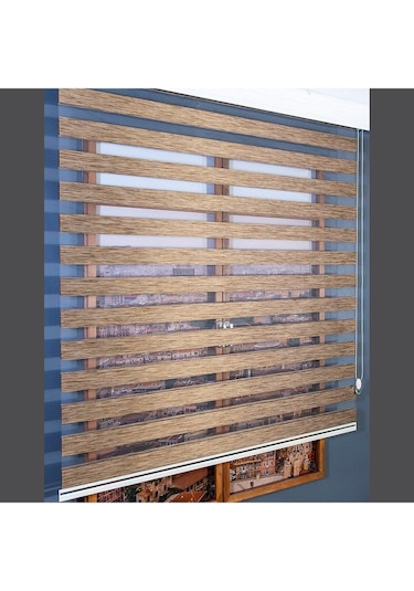 Kidmex Ithal Bambu Kahverengi Bambu Stor Zebra Perde Etek Dilimsiz