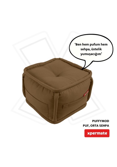 Xpermate Puffymod Dekoratif Kare Puf Orta Sehpa 40x40cmkahverengi